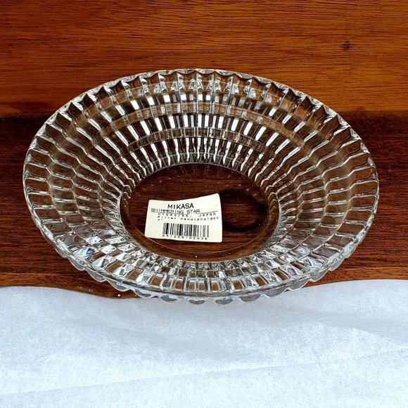 Mikasa Crystal Shimmering Star 7 in Pillar Candle Holder - Picture 5 of 11